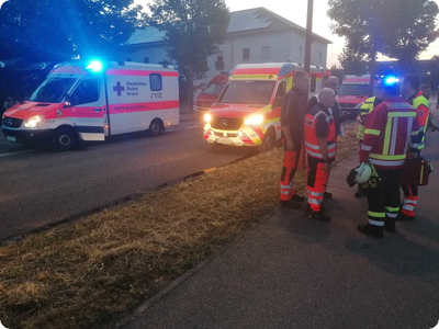 Ein Transport in Klinik bei Brand